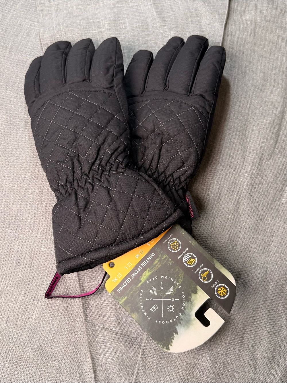 Tough Outdoors Winter Sports Gloves Size M Black Pink Wrist Leashes NWT